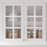 63.4" Modern White Wall Mounted Kitchen Cabinet with 4 Glass Doors