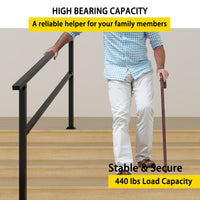 68.5" Minimalist Satin Black Stair Banister with Adjustable Angle
