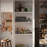 31.5" White Engineered Wood Tall 4-Door Garage Storage Cabinet with Adjustable Interior Shelves