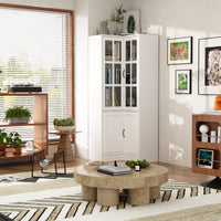 31.5" Modern White Wide Corner Home Office Cabinet