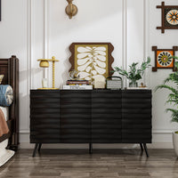 55.1" Modern Minimalist Black Buffet Cabinet with Storage