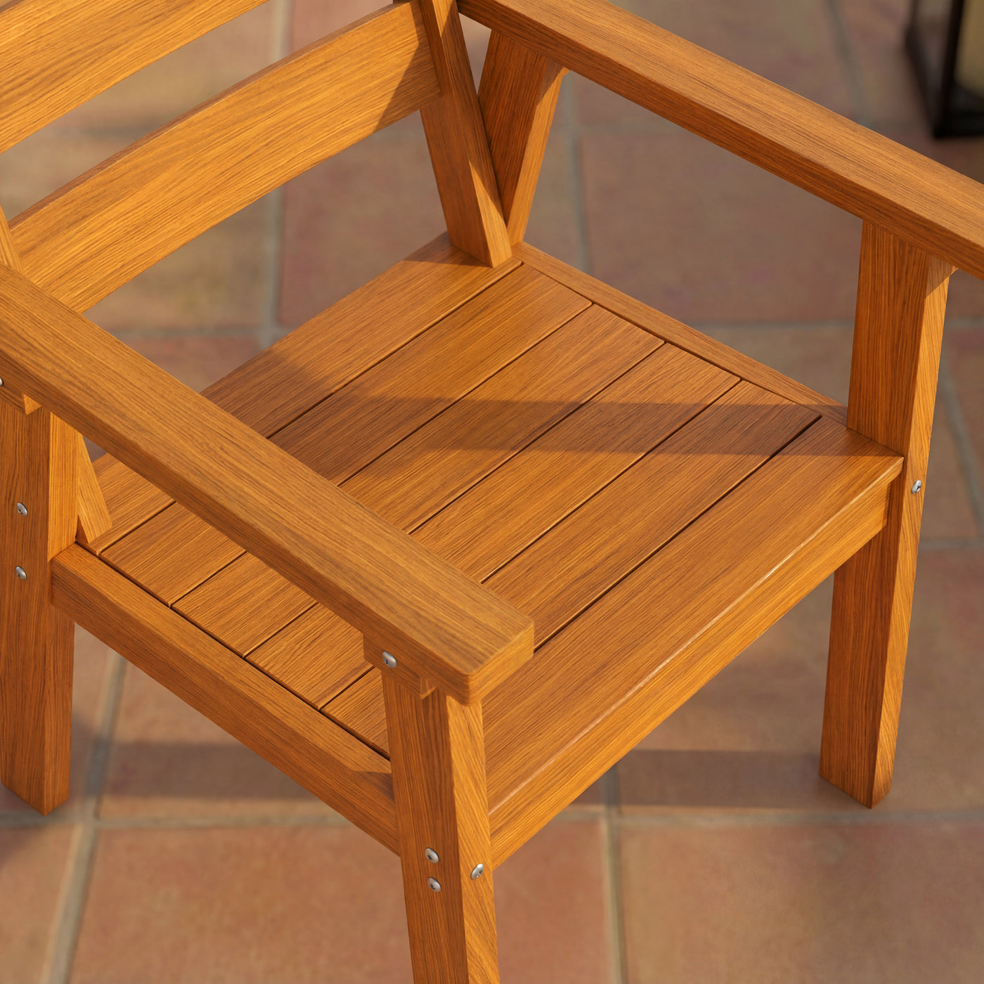 81" Modern Natural Wood 7-Piece Outdoor Dining Set (1 Table & 6 Chairs) with Weather-Resistant Design