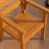 81 inches Modern Natural Wood 7-Piece Outdoor Dining Set (1 Table & 6 Chairs) with Weather-Resistant Design