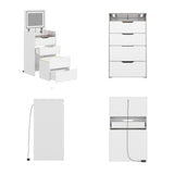 18.9 inches Modern White Vanity Desk With Light Flip Top Mirror And Comfortable Bench