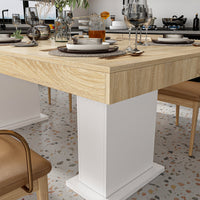 78.7" Modern Natural Rectangular Dinning Table With Two Marble Legs