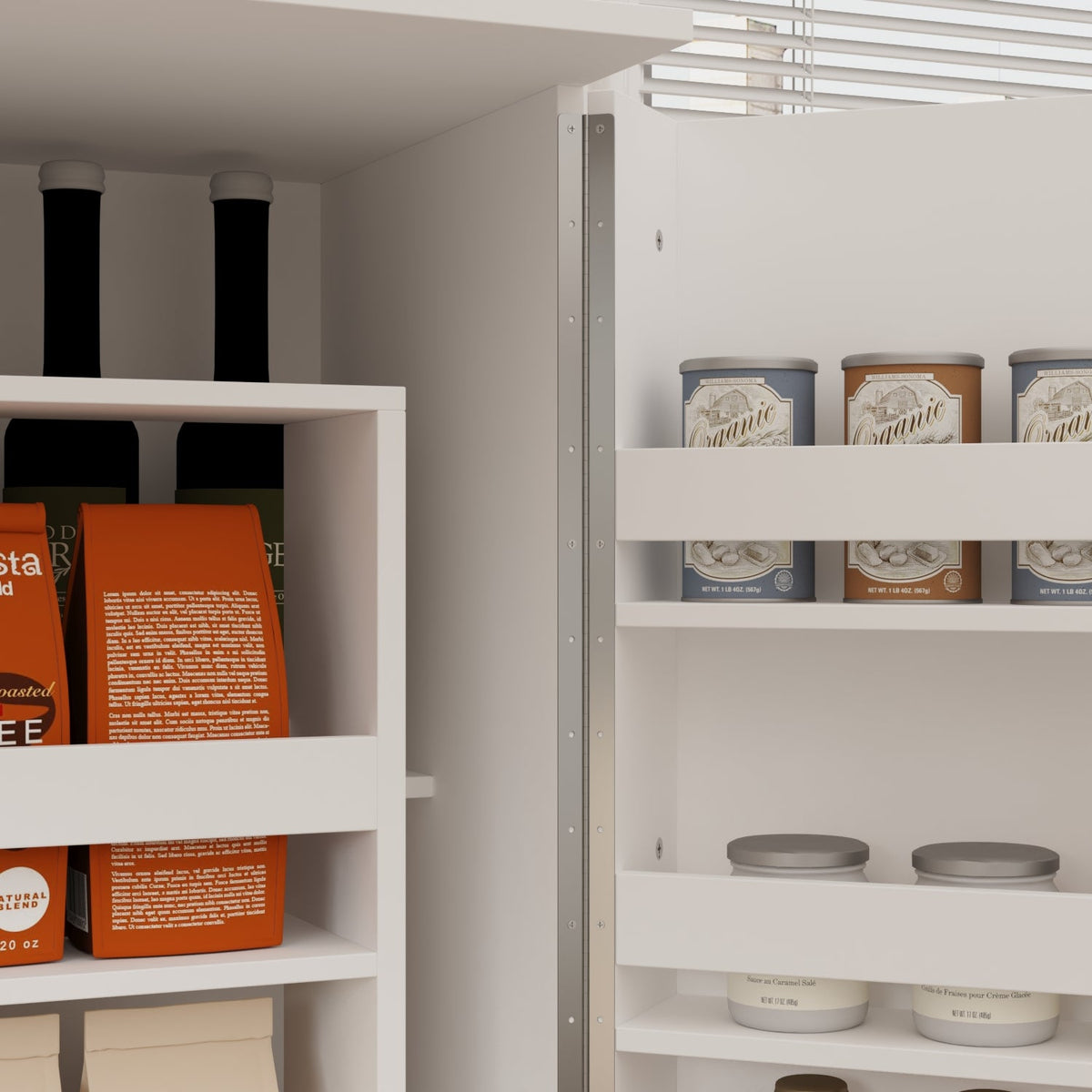 31.5" Modern White Kitchen Pantry with Rotating Food Storage Shelves, Adjustable Shelves, and Door-mounted Racks