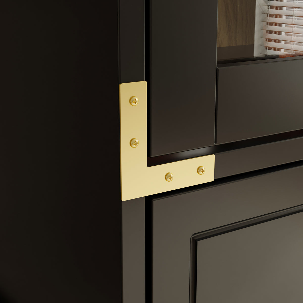 66" Modern Black Display Bookcase with Open Shelves, Glass Doors and 3 Drawers