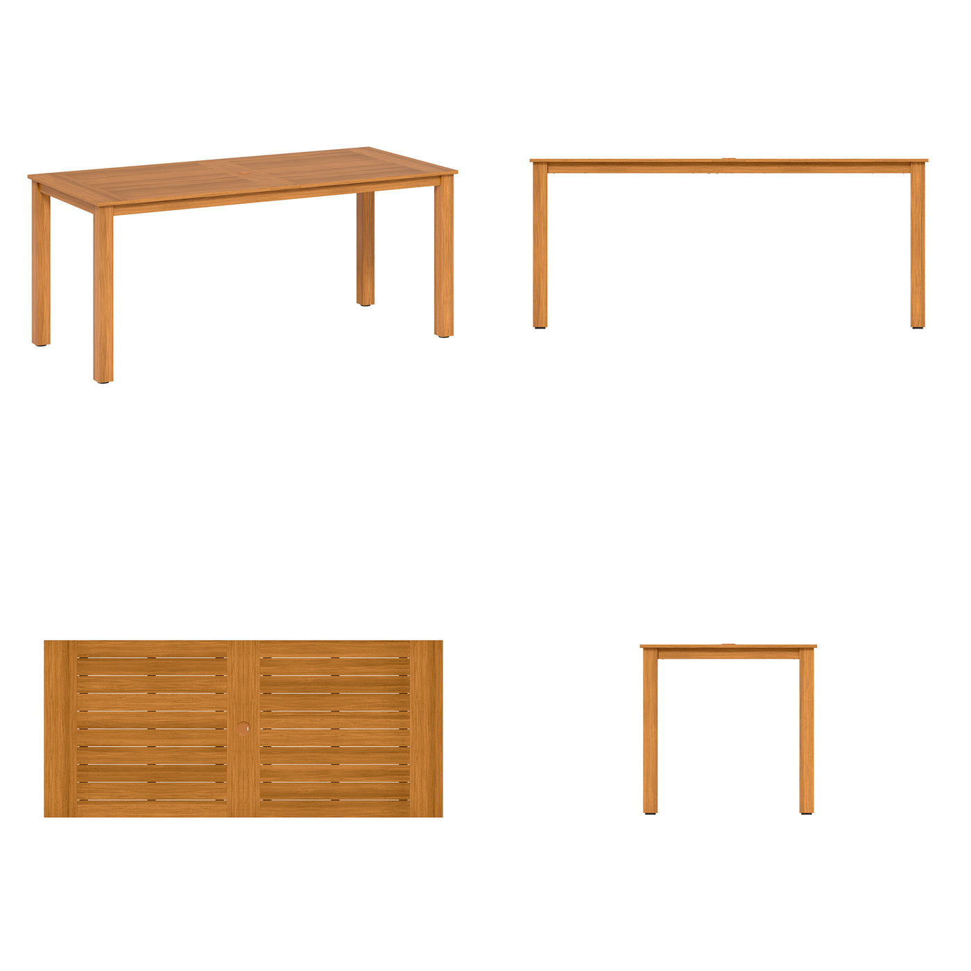 81" Modern Natural Wood 7-Piece Outdoor Dining Set (1 Table & 6 Chairs) with Weather-Resistant Design