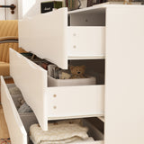55.1 inch Elegant White Dresser with 9 Drawers & Gold Handles