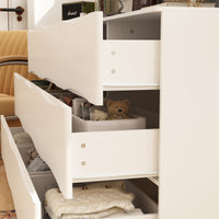 63" Elegant White 9-Drawer Dresser with Recessed Pulls
