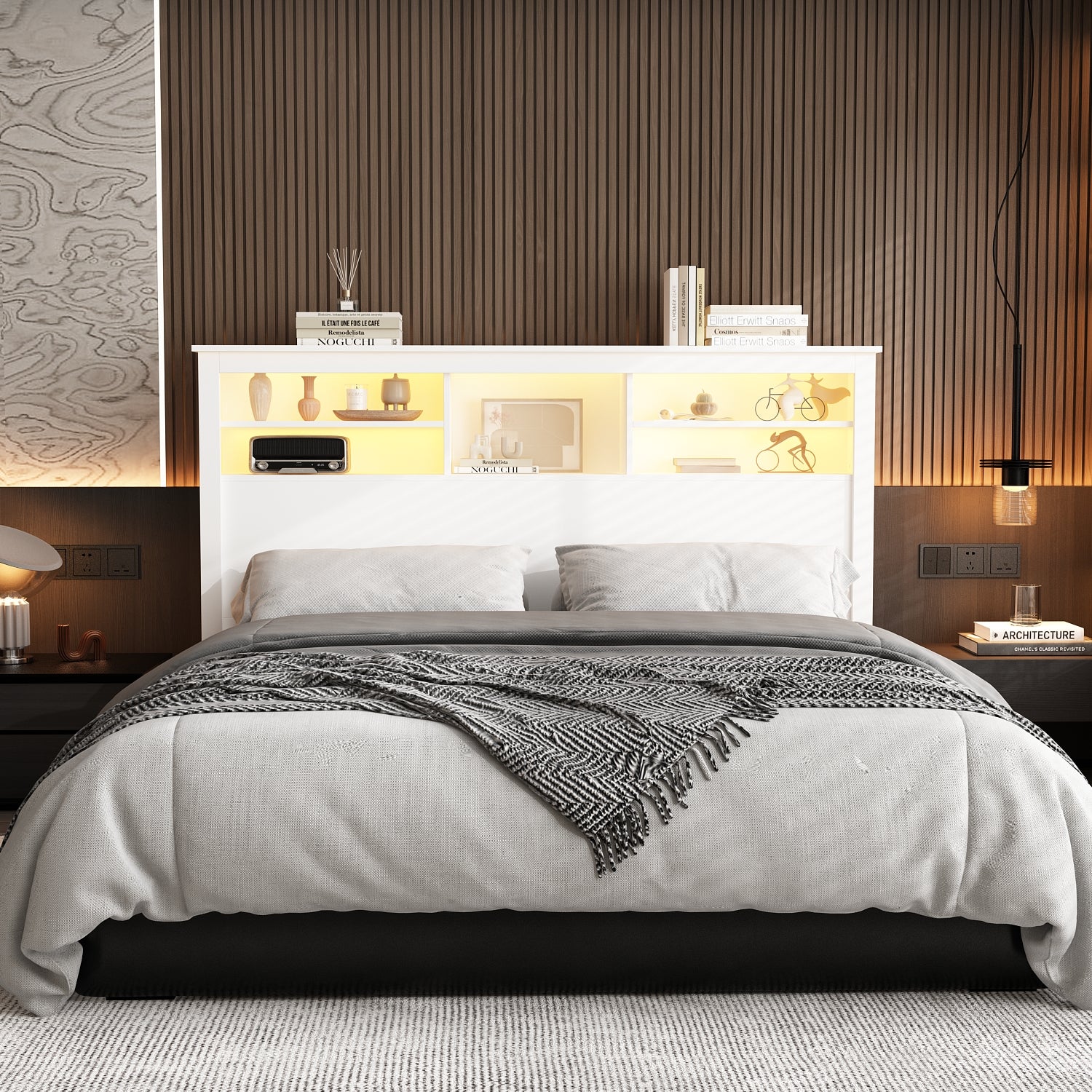 43'' H X 65'' W Queen Bookcase Headboard