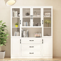 Vila 63" White Display Cabinet & Bookcase with Open Shelf and 3 Drawers