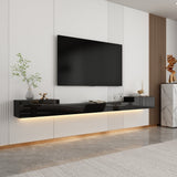 110 inches Modern Minimalist Black TV Stand Floating High Gloss TV Stand With LED Light