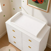 45.1" Modern White/Gray Changing Table Nursery Dresser with 6 Drawers