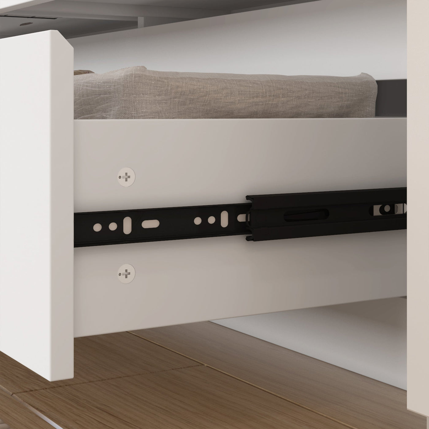 63" Modern Minimalist White Closet System With 9 Drawers And Central Mirror