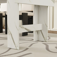 94.5" Modern White Dining Table with 2 Built-in Leaves