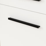 Black rectangular object on a white background