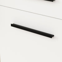 Black rectangular object on a white background