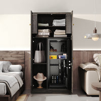 62" Modern Black Gun Safe Storage Cabinet with Sensor Light and Pistol Rack