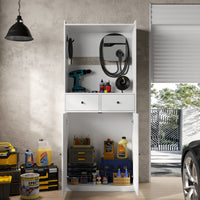 31.5'' Modern White EV Charger Cabinet with Cable Hooks, 2 Drawers and Storage Cabinet