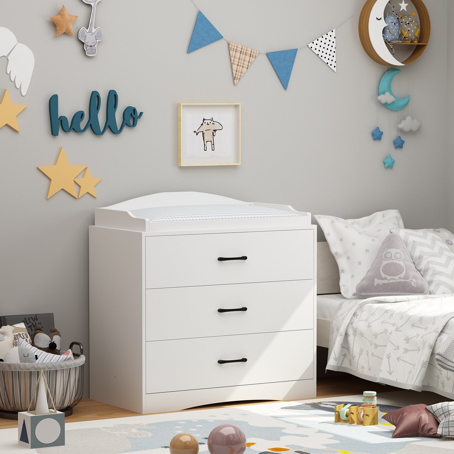 Changing Table 3-Drawer Nursery Storage Dresser Chest