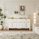 47.2 inch Elegant White 12-Drawer Accent Chest with Gold Handles