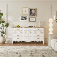 47.2" Elegant White 12-Drawer Accent Chest with Gold Handles