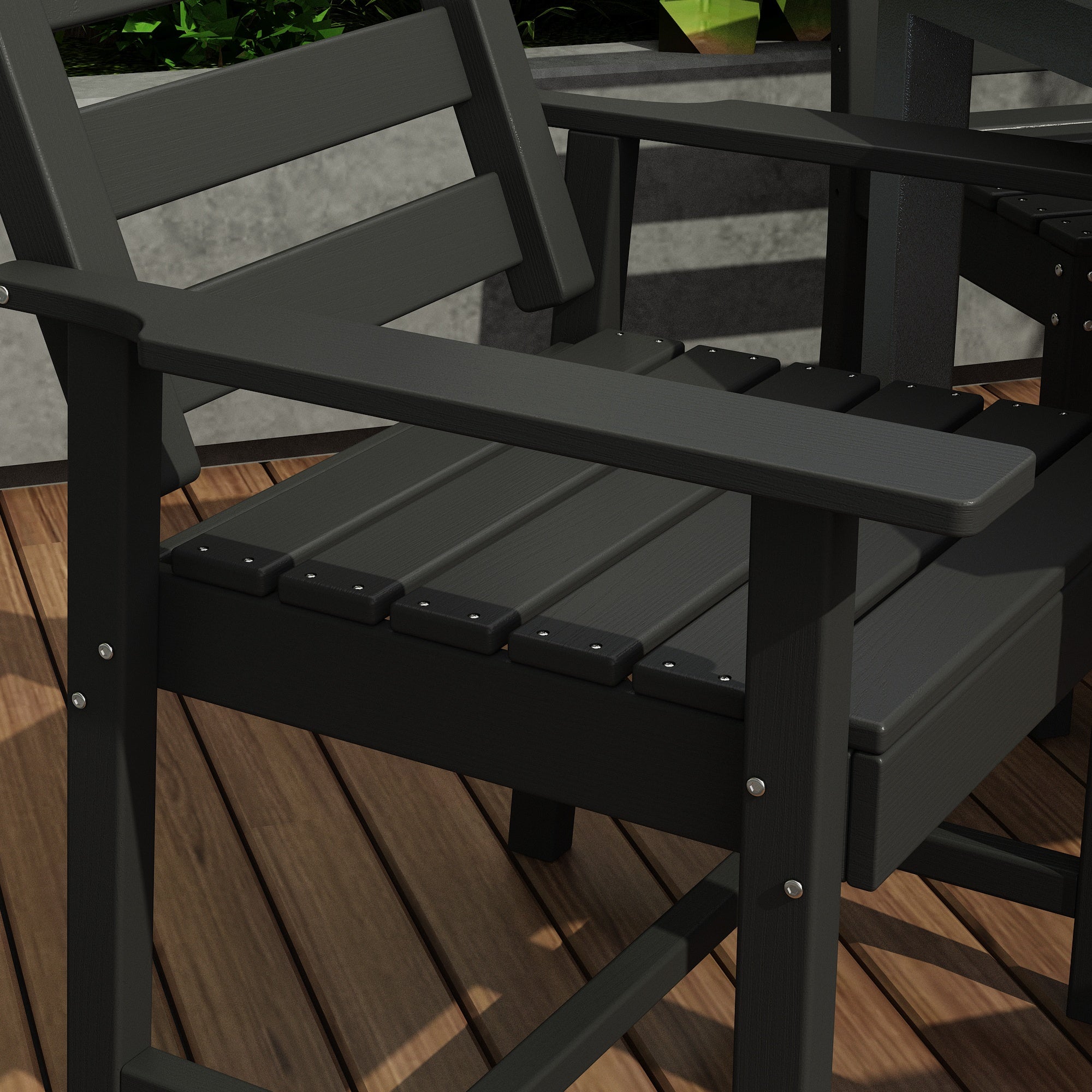 All-weather Patio Dining Chairs With Wood Grain Design (set Of 2)