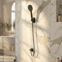 59" Modern Black Handheld Shower Head with Fahrenheit Temperature Display, Flexible Hose and Wall Bracket