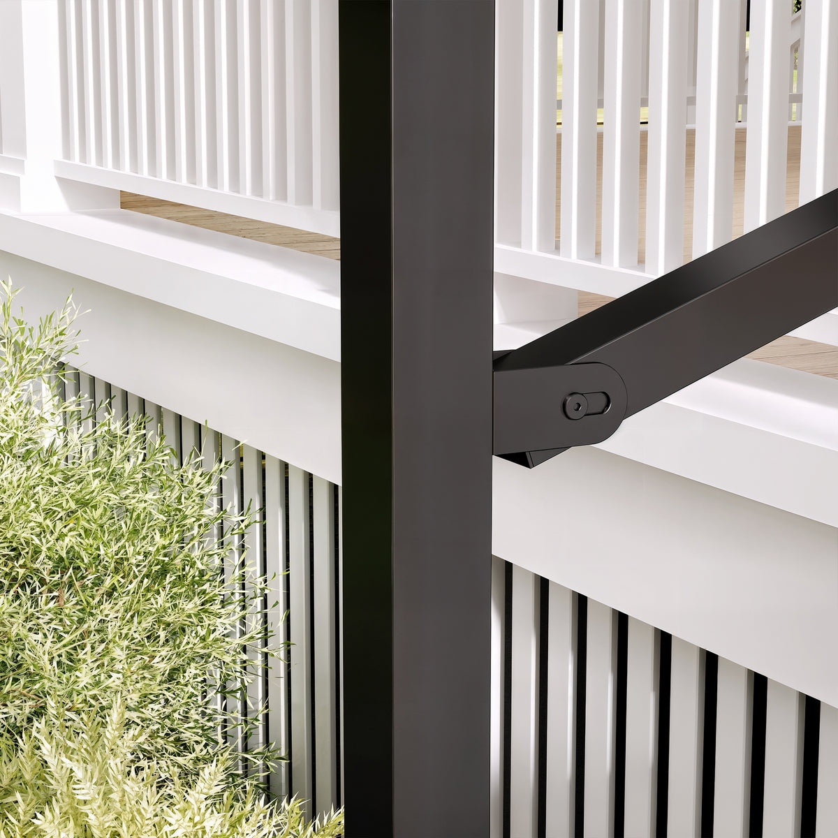 68.5" Modern Matte Black Stair Banister with Adjustable Angle