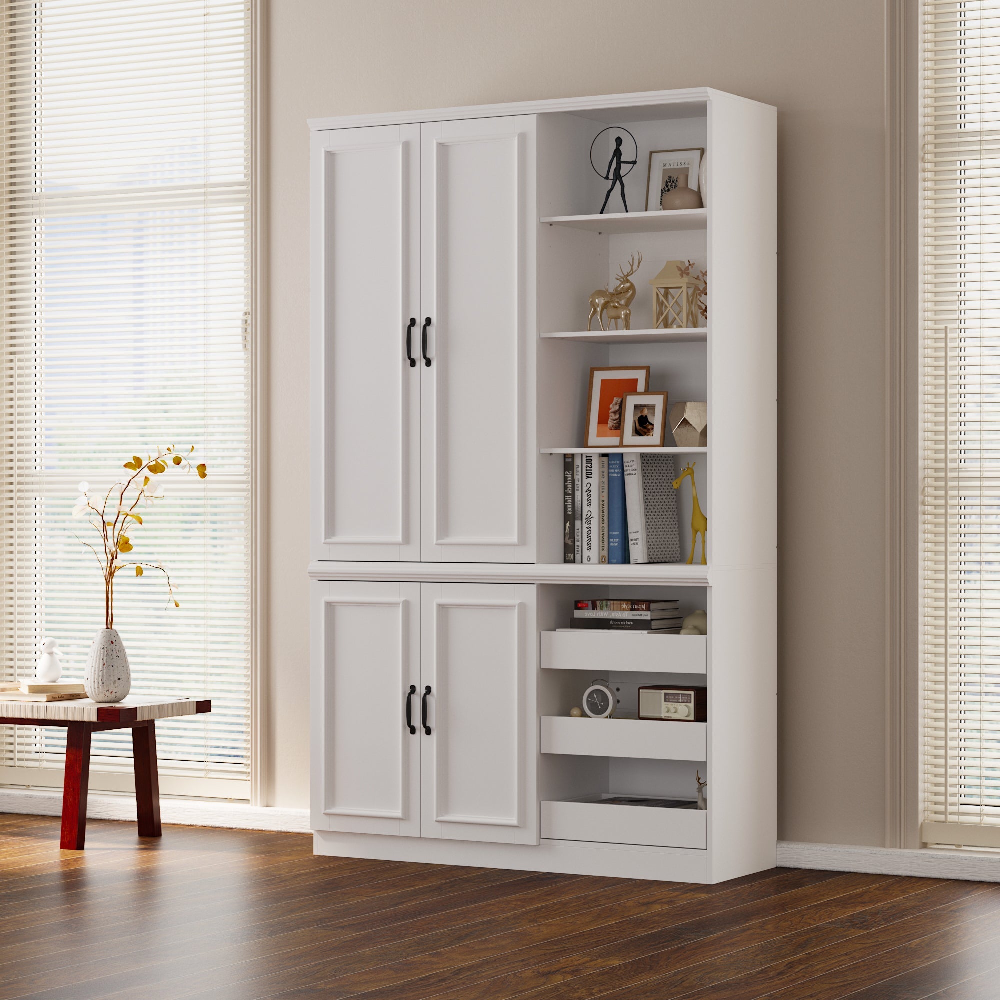 47.2 '' W X 78.7'' H Office Storage Cabinet With 3 Open Drawers