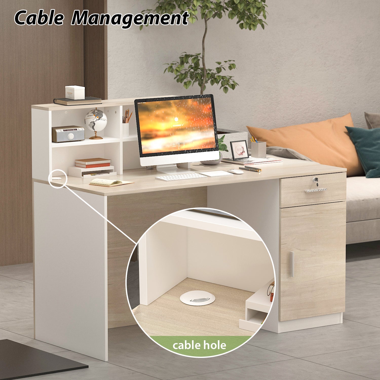 Reception Desk with Counter & Filing Cabinets for Checkout & Retail