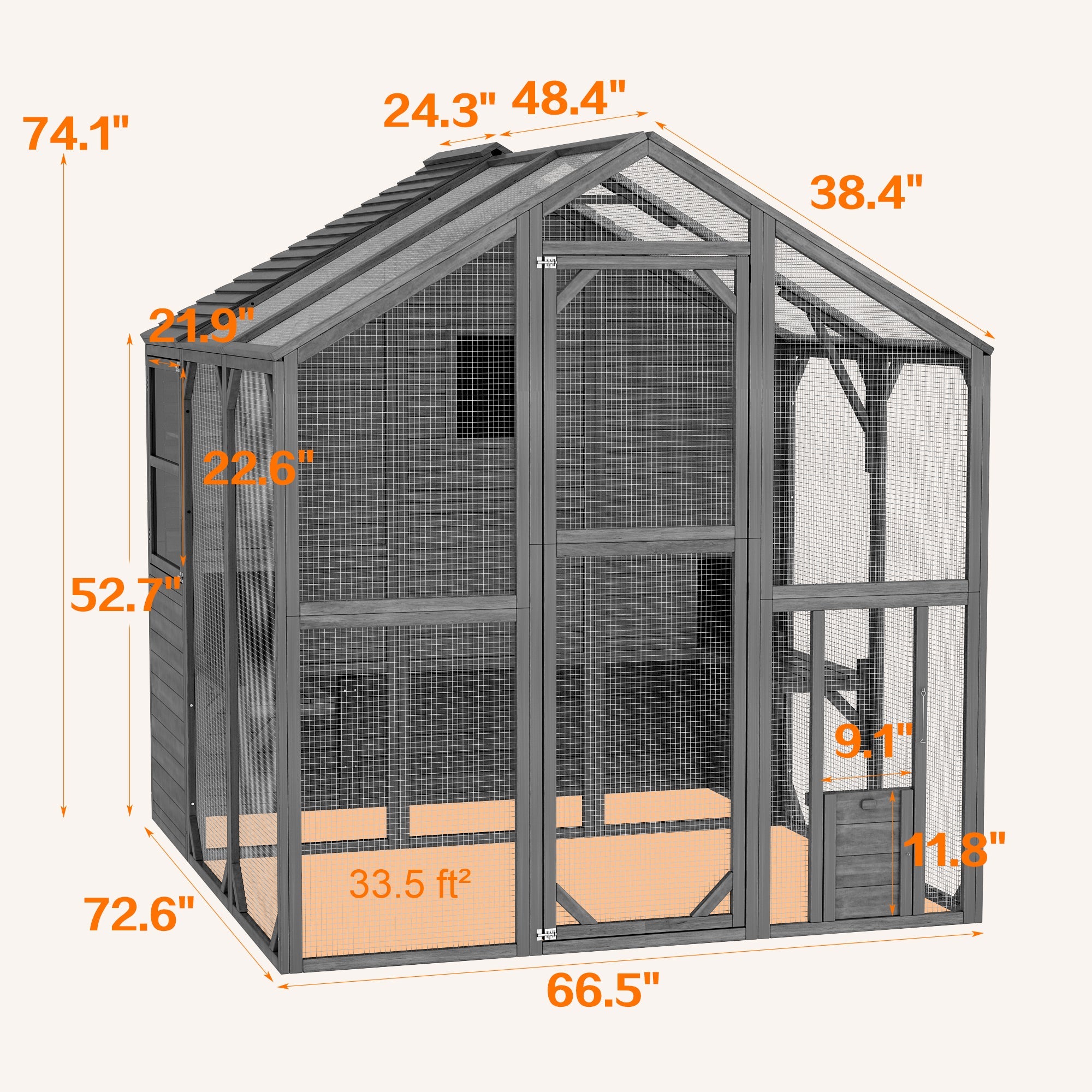 Large Outdoor Cat Enclosure with Cover and Multi-Level Design