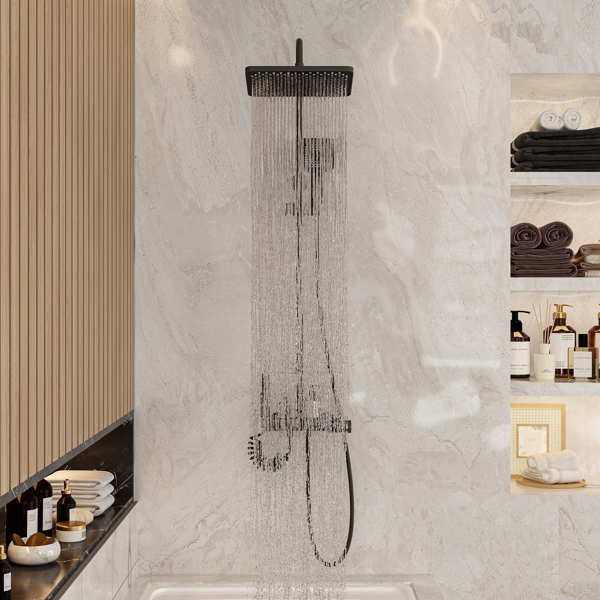 Shower System Shower Faucets Set Complete Digital Temperature Display