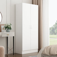 31.5" Modern White 5-Tier Armoires Wardrobe Cabinet With 2 Doors