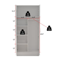 31.5" Modern White 5-Tier Armoires Wardrobe Cabinet With 2 Doors