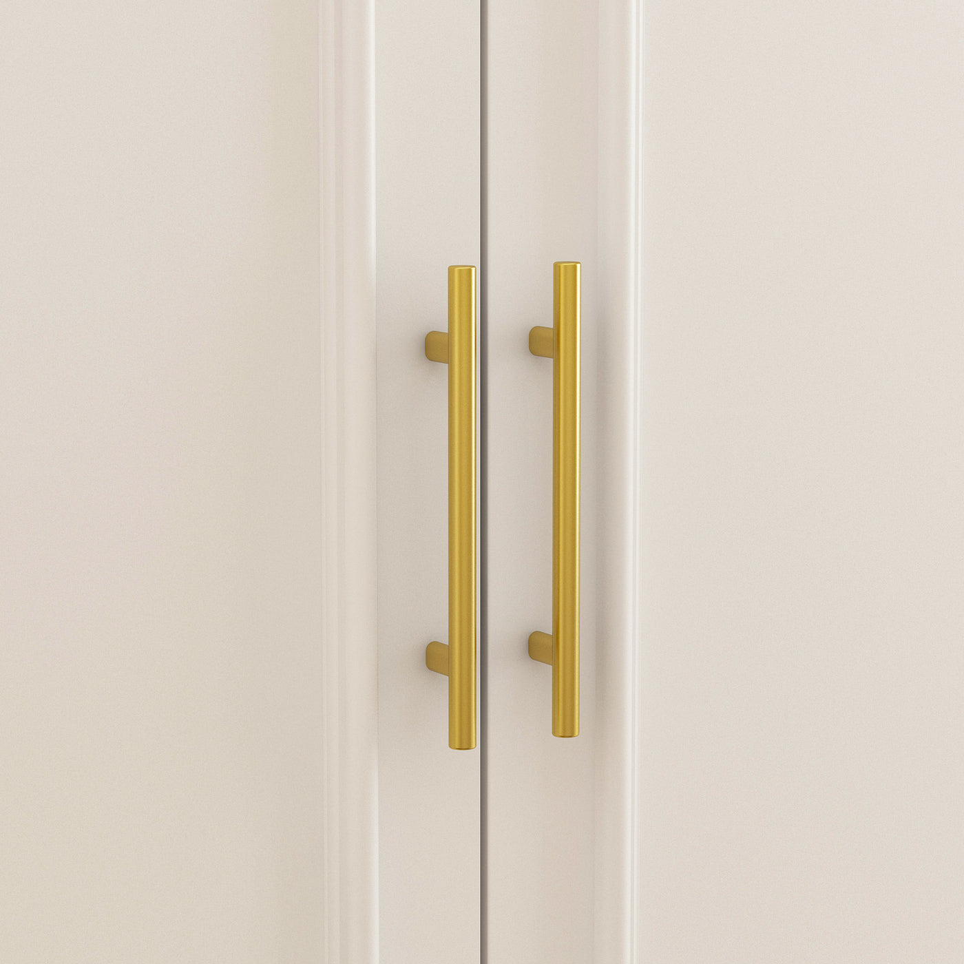 Rena 47.6" Luxe White Armoire with 6 Doors and 2 Hanging Rods