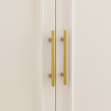 47.6 inch Luxe White Armoire with 6 Doors and 2 Hanging Rods