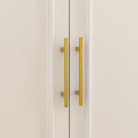 Rena 47.6" Luxe White Armoire with 6 Doors and 2 Hanging Rods