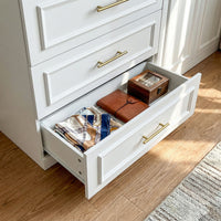 Rena 63.3" Luxe White Armoire with 6 Doors and 3 Drawers