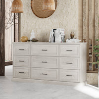 70.9" Modern White/Gray Dresser with 9 Drawers