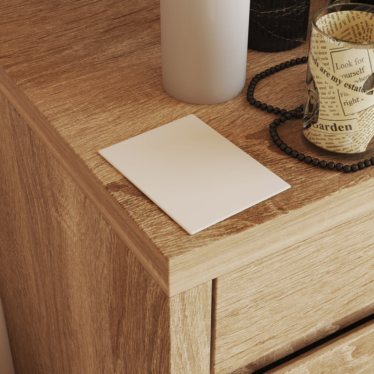 17.7" Smart Wood Nightstand with Hidden Gun Drawer & RFID Lock