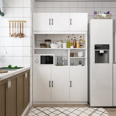 47.2" Modern Minimalist White Large Kitchen Storage Cabinet with Doors and Shelves