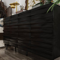 55.1" Modern Minimalist Black Buffet Cabinet with Storage