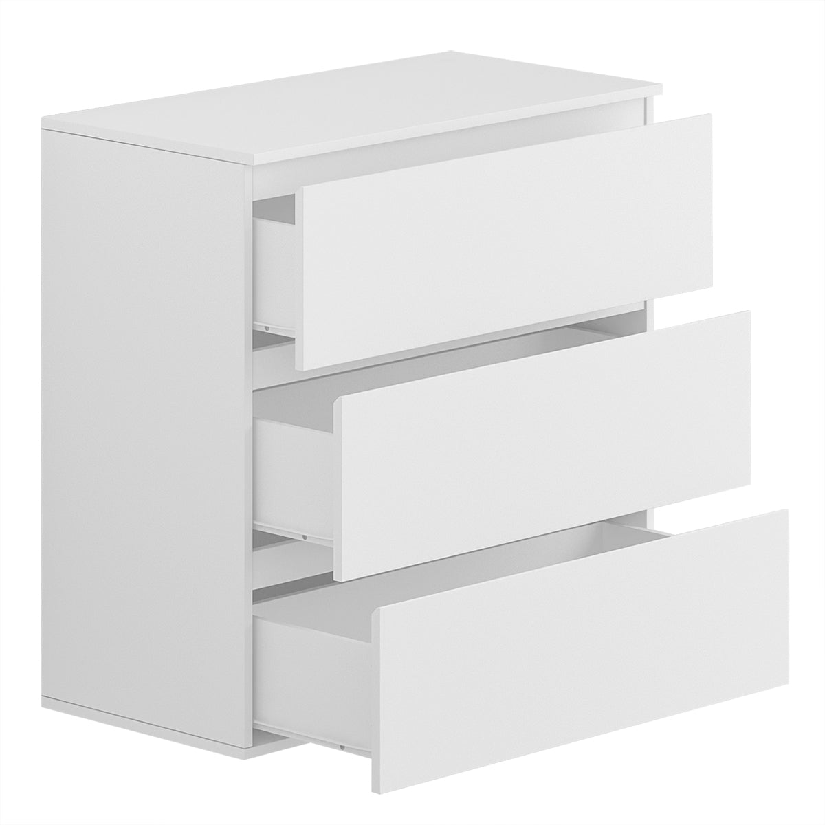 Chest Table Storage White Sideboard with 3 Drawers No-Handle Organizer