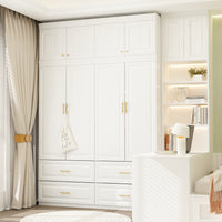 Family Cabinet Wardrobe Bedroom Armoire Home Closet 4 Doors and Drawers
