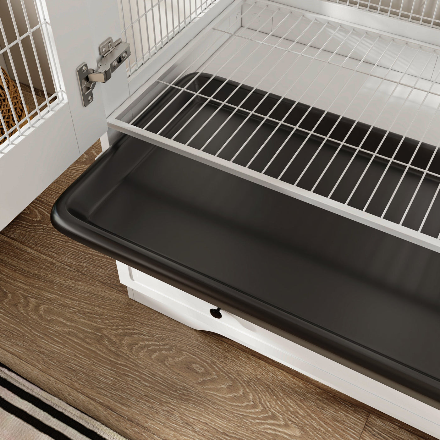 38.5" Modern White Large Floor Bird Cage with Removable Tray and Storage Drawers