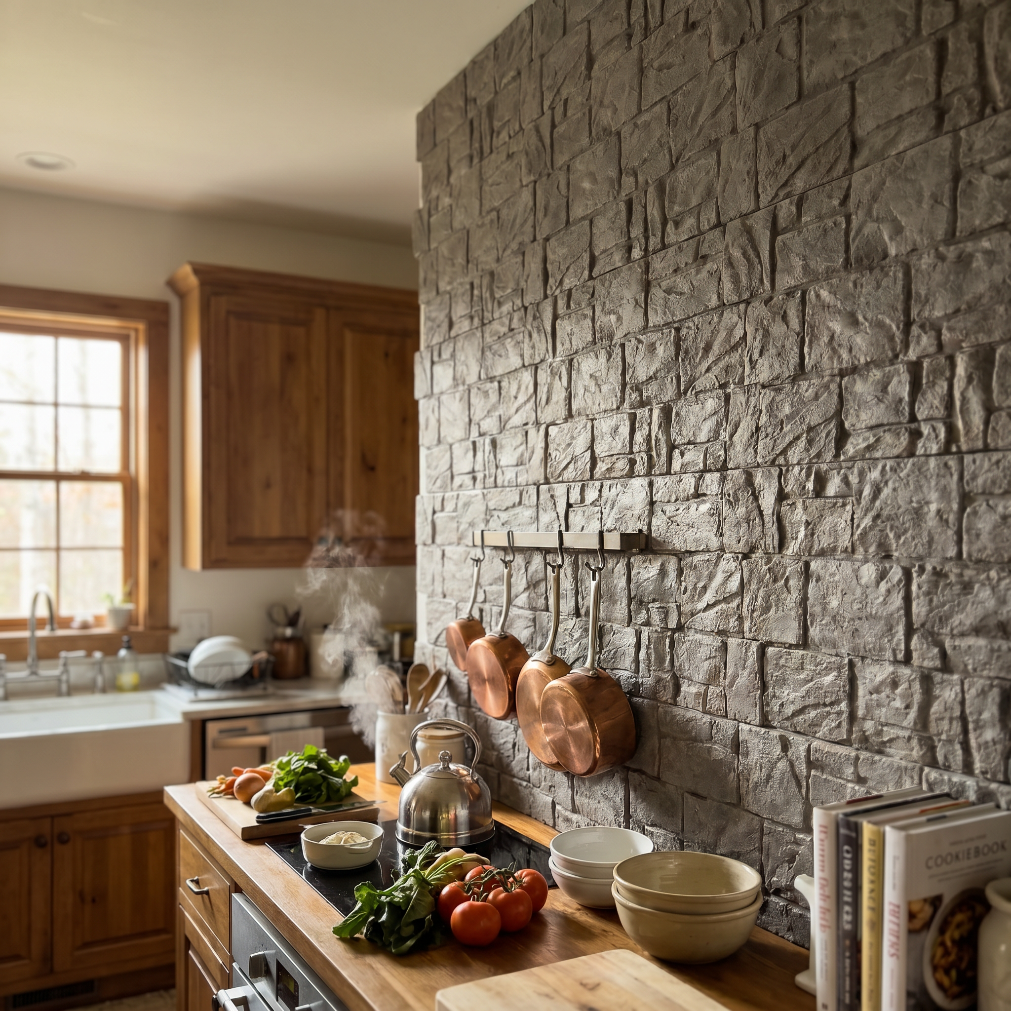 Gray Stacked Faux Stone Wall Panel Set of 9, Lightweight Indoor & Outdoor Decor Wall Panels