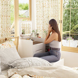 24.1 inches Modern White 3 Drawers Flip Top Makeup Vanity Table with Storage Stool