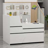 Reception Desk Front Counter Desk with Lockable Drawer & Bookshelf